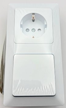 MILOS Set Steckdose + Schalter + Rahmen, 250V~/ 16A, Steckanschluss, Matt-weiß
