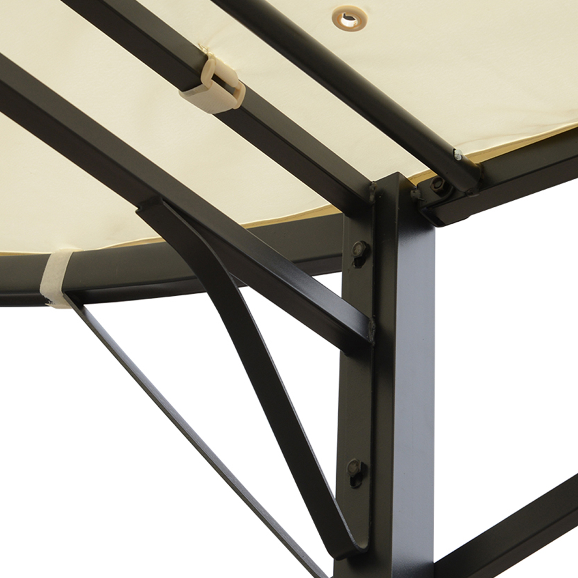 Pavillon mit klappbarer Dacherweiterung wetterfest 3 x 2,5 m Cremeweiß