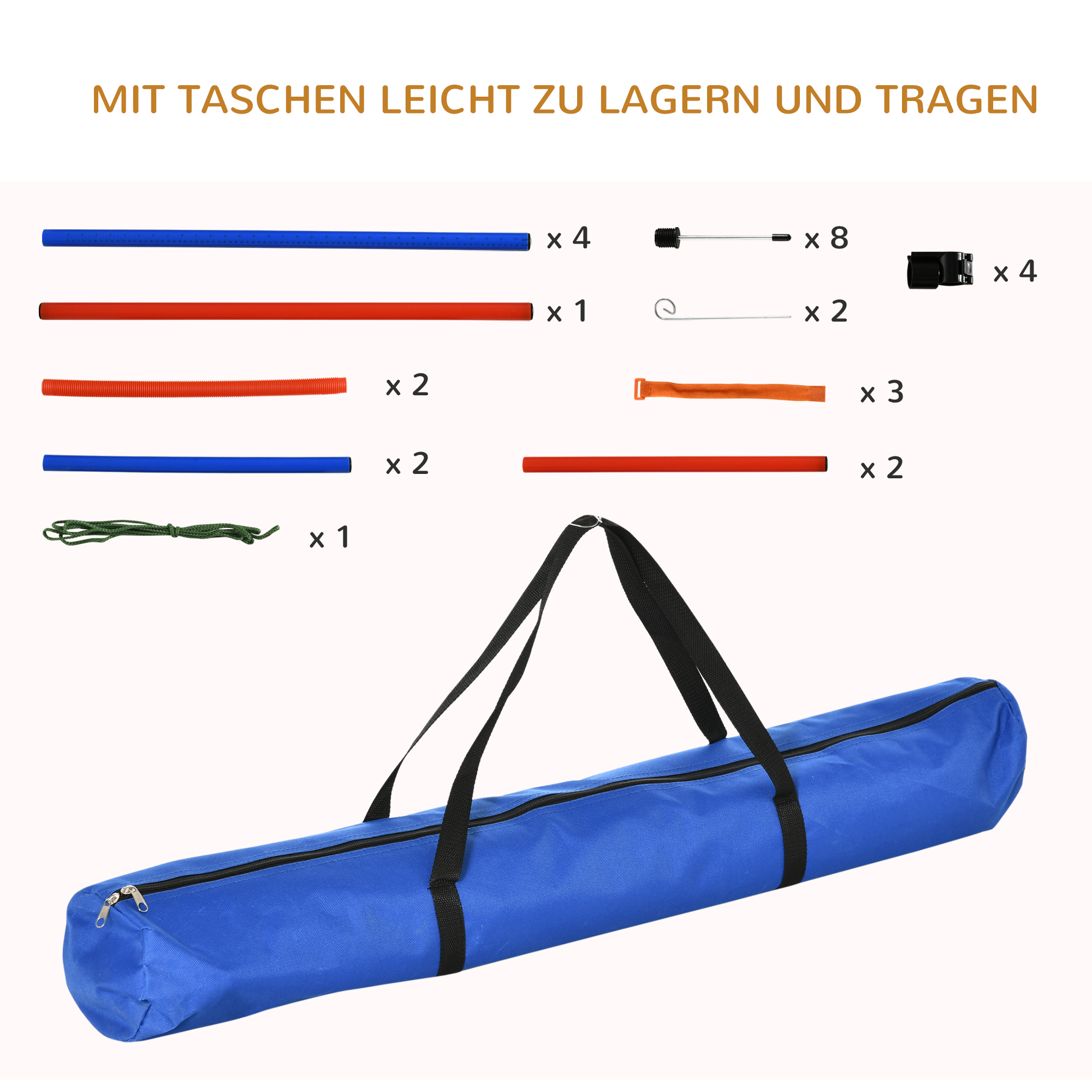 Hunde-Agility-Trainingsgeräte, Agility-Übungs-Set, Hund Agility Set, Slalom-Hürden-Sprungring für Hunde, 3 in 1 Hundesport Trainingsplatz, Blau+Rot