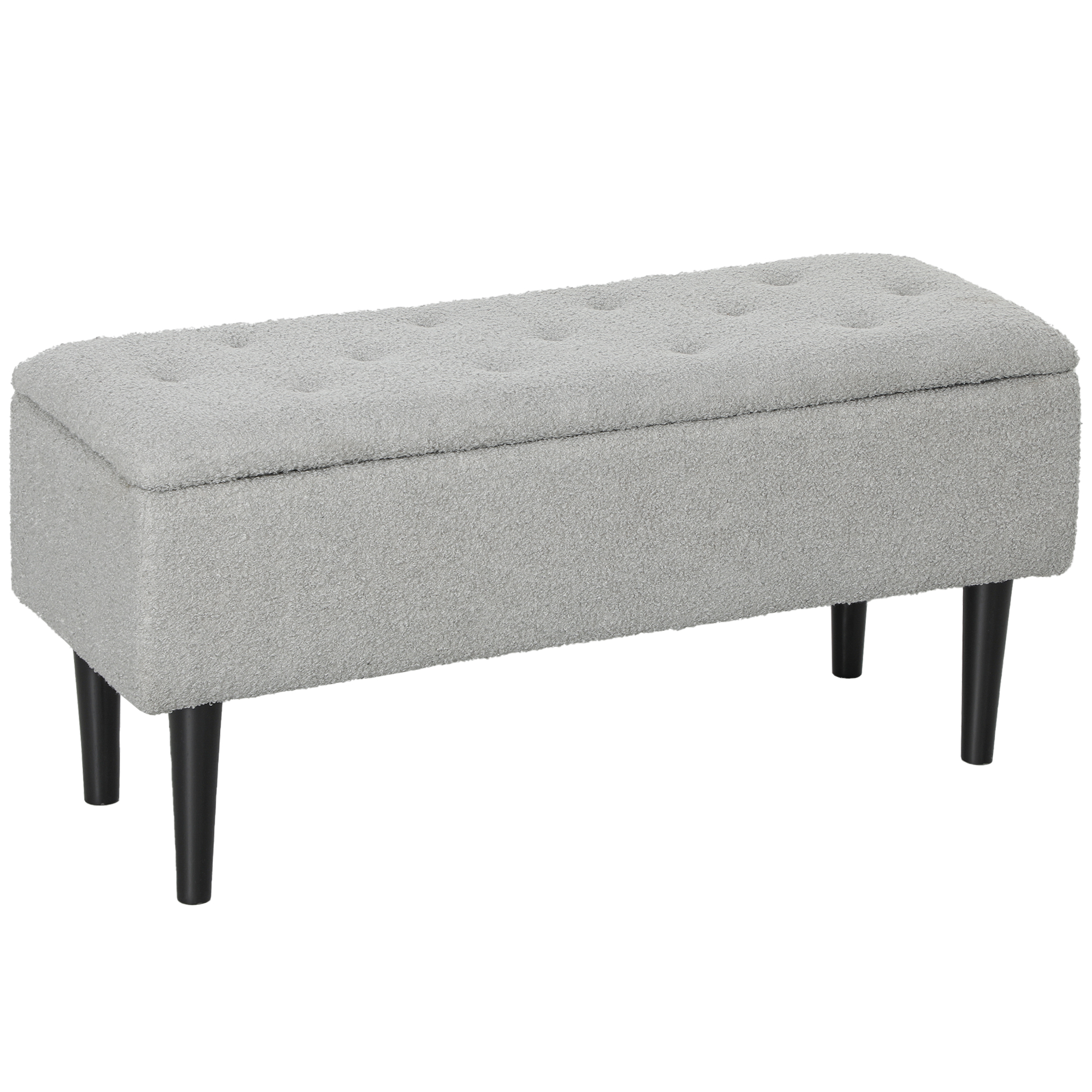 Sitztruhe, Sitzbank mit Stauraum, bis 120kg, Samtoptik, 95x38x45cm, Grau Sitztruhe, Sitzbank mit Stauraum, bis 120kg, Samtoptik, 95x38x45cm, Grau