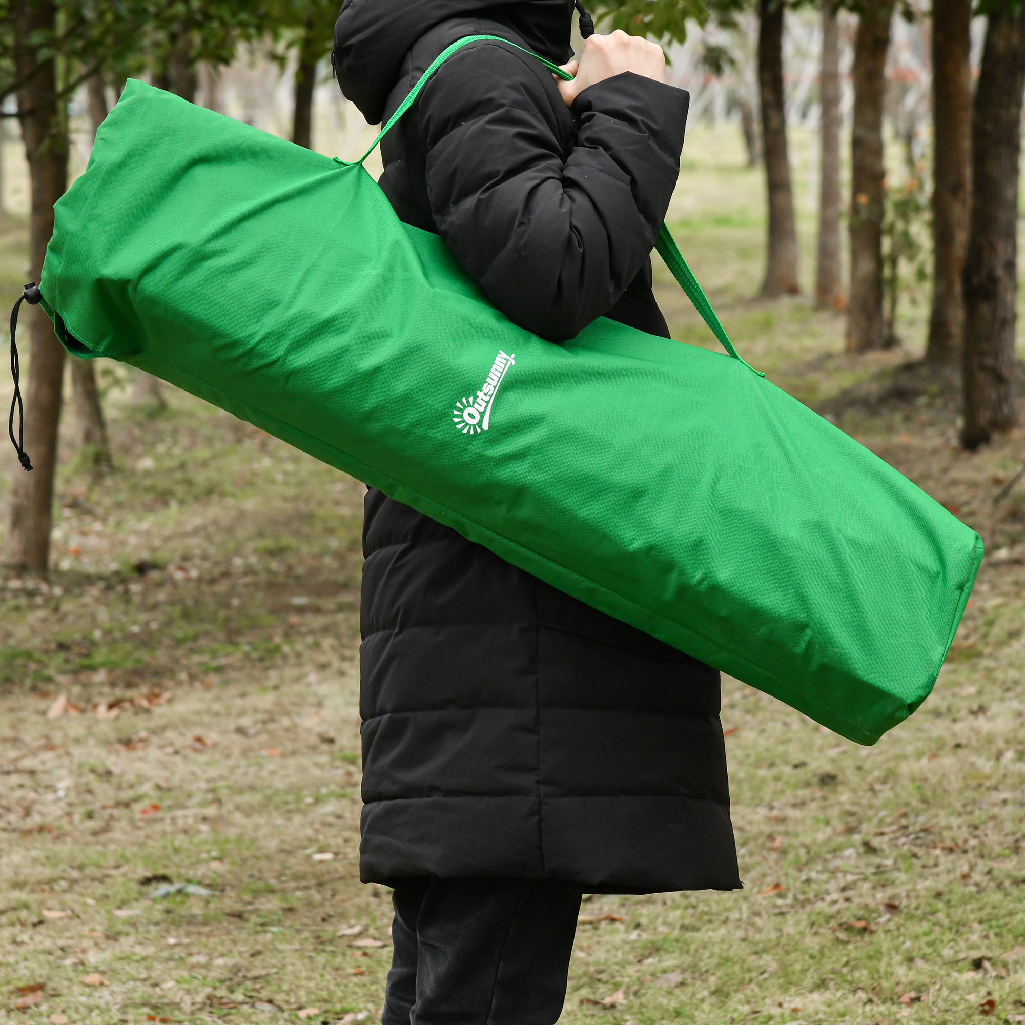 Campingbett Feldbett Klappbett klappbar mit Seitentasche Getränkehalter bis 136 kg belastbar Stahl Oxford Grün+Schwarz 190 x 65 x 40 cm