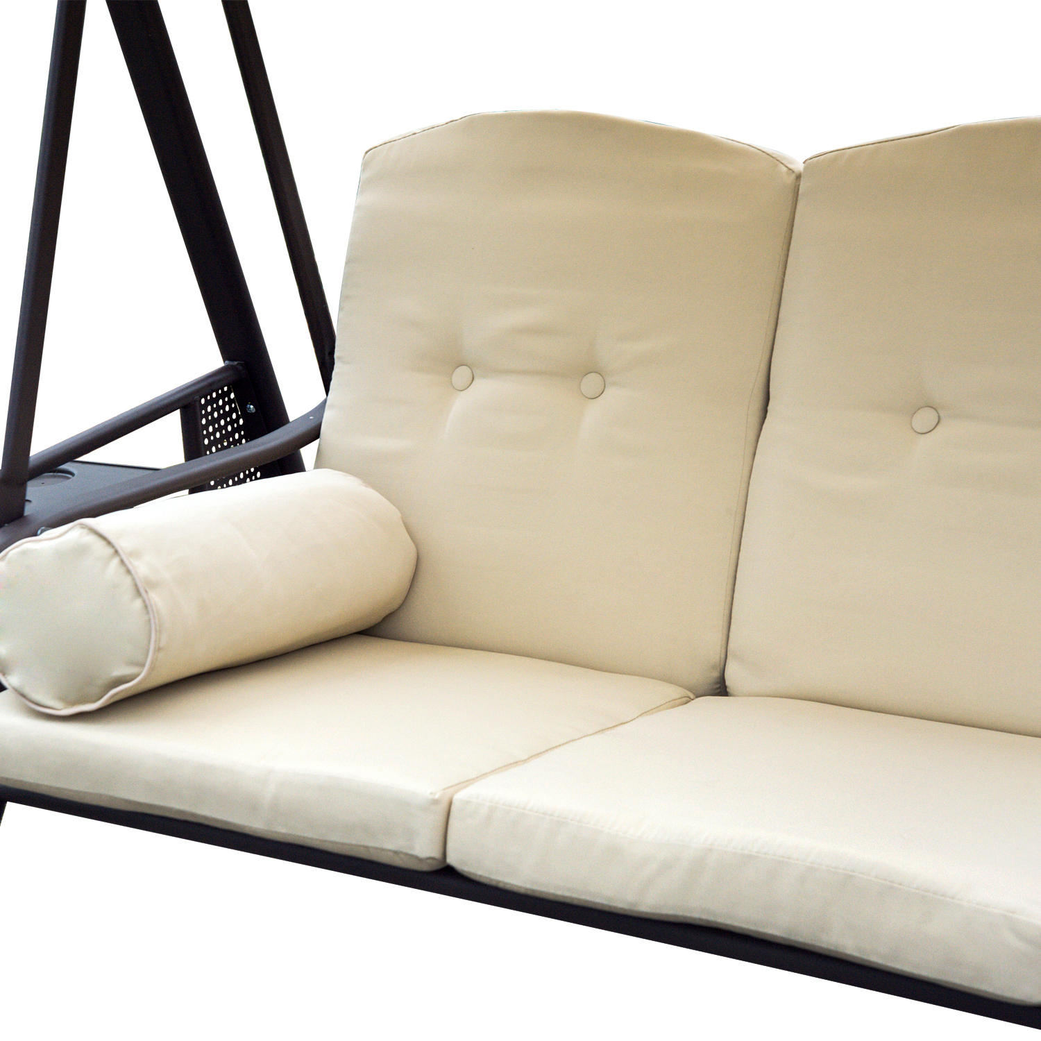 3-Sitzer Hollywoodschaukel mit Sonnendach Beige+Braun 121×208×172 cm