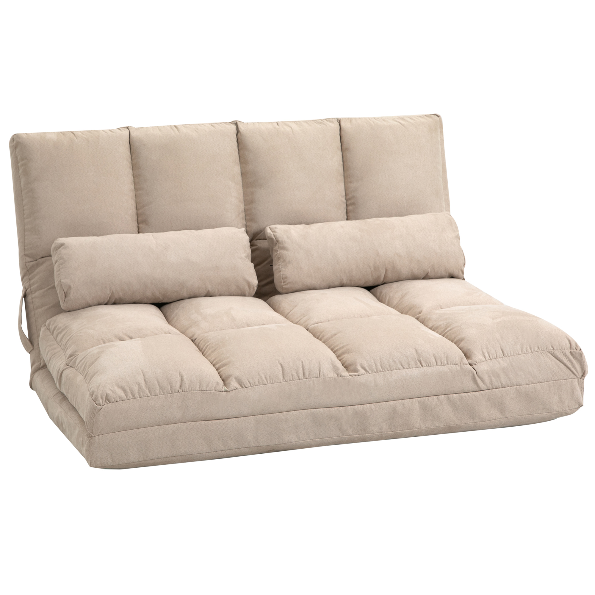 2-in-1 Bodensessel, Rückenlehne, Verstellbar, 102 x 73 x 60 cm, Beige