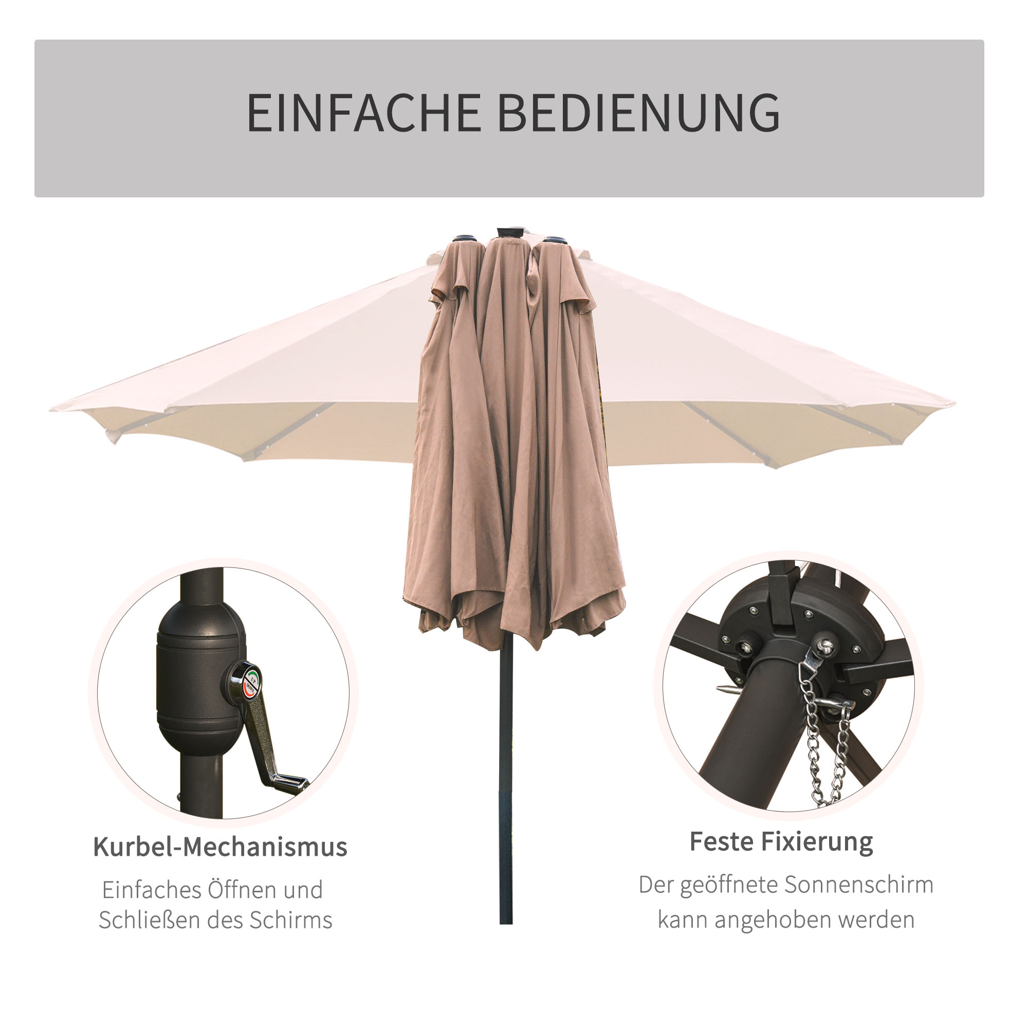 Sonnenschirm Oval Khaki 440 x 260 cm