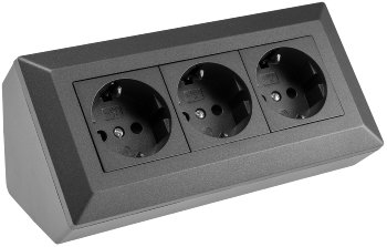 3-fach Steckdosenblock, anthrazit, 250V~/ 16A, Aufbaumontage