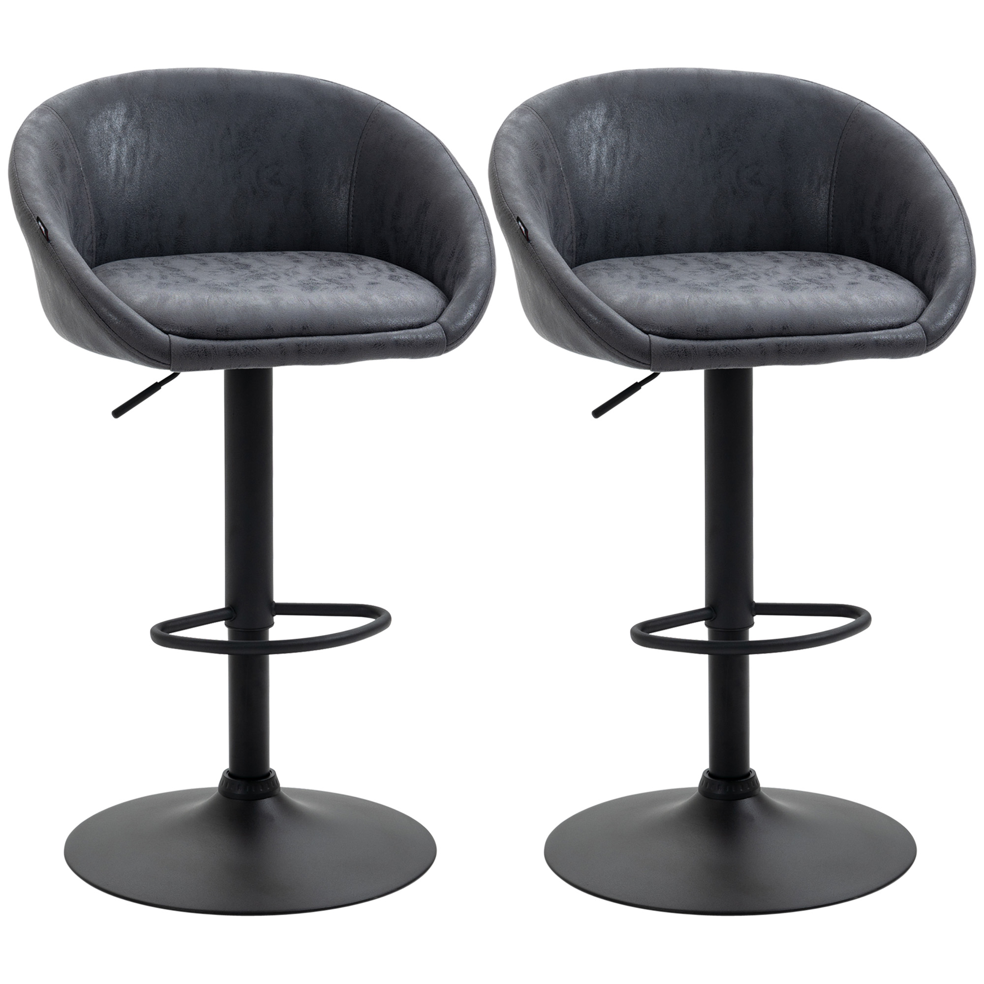 2er-Set Barhocker, höhenverstellbar, 360-Grad-Schwenk-Design, 57 cm x 50 cm x 84-104cm, Grau