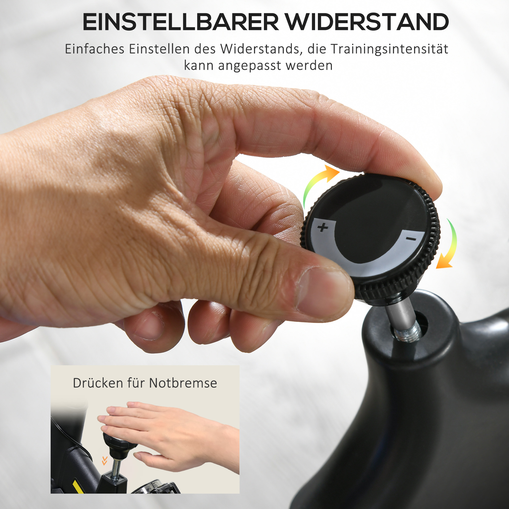 Heimtrainer, leise, anpassbarer Widerstand, Pulssensor, Monitor, Gelb