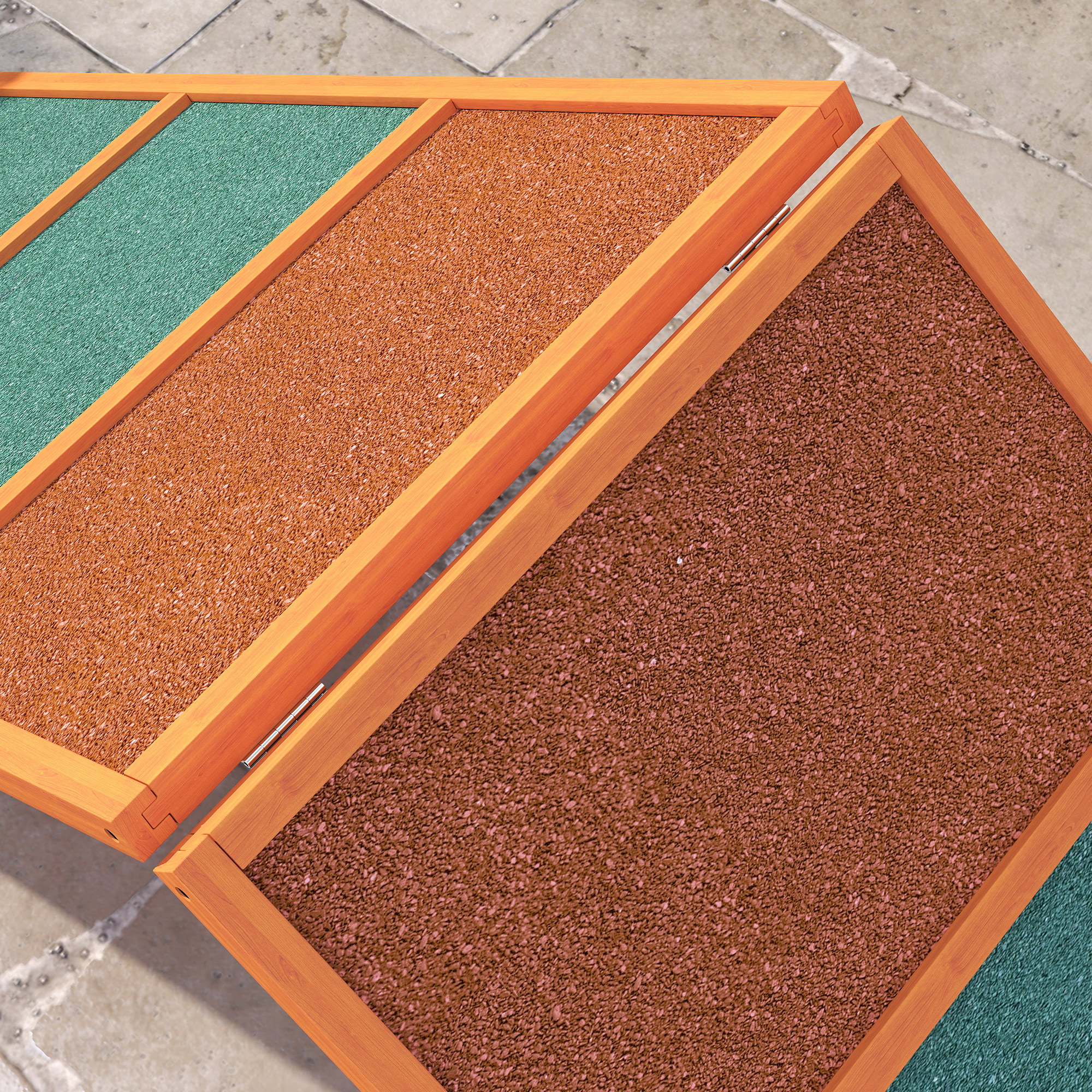 Agility Hunderampe, klappbar, verstellbare Höhe, rutschfest, Tannenholz, bis 40 kg, 173 x 59 x 66 cm, Orange/Grün