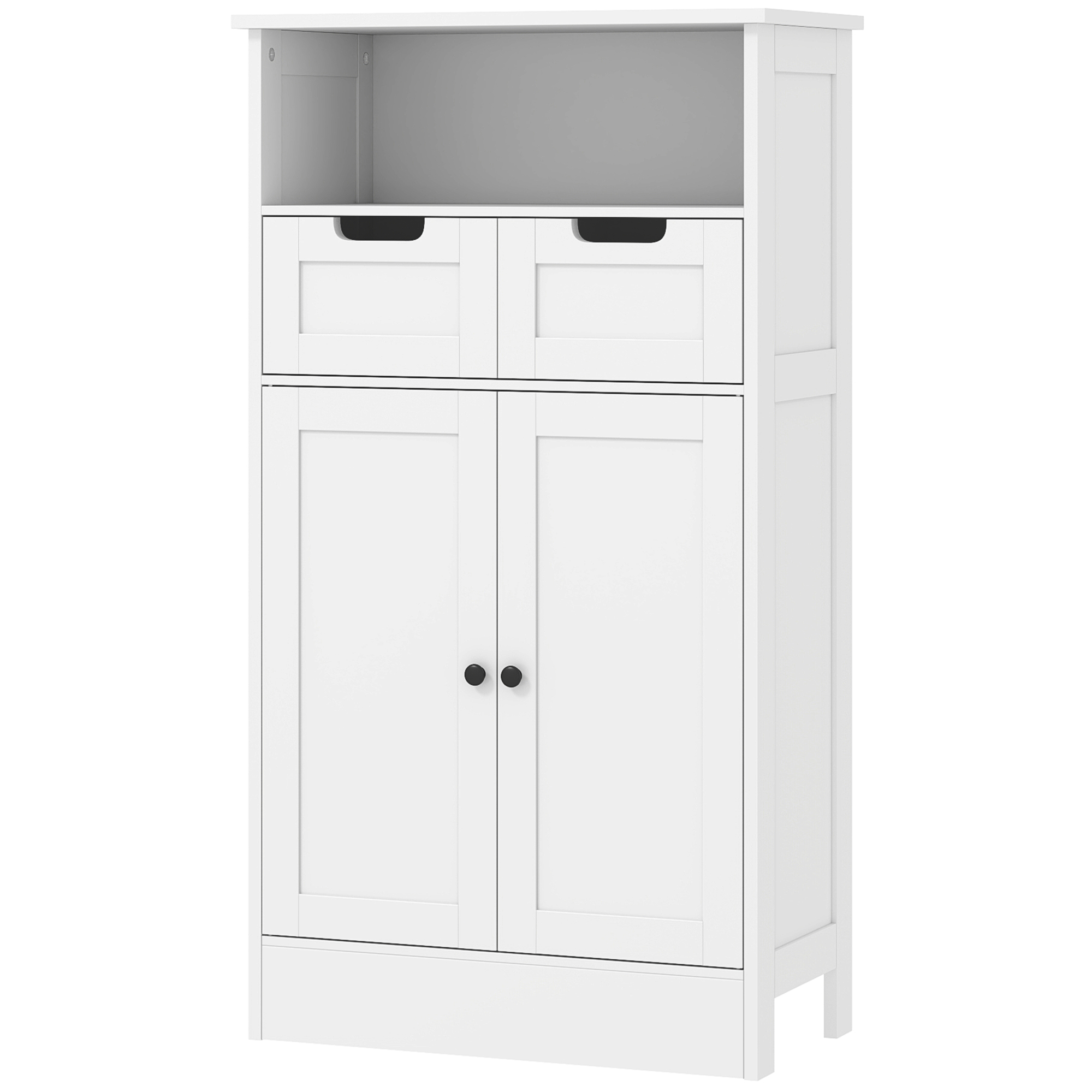 Badezimmerschrank mit 2 Schubladen, Tür, 60 x 30 x 109 cm, Weiß