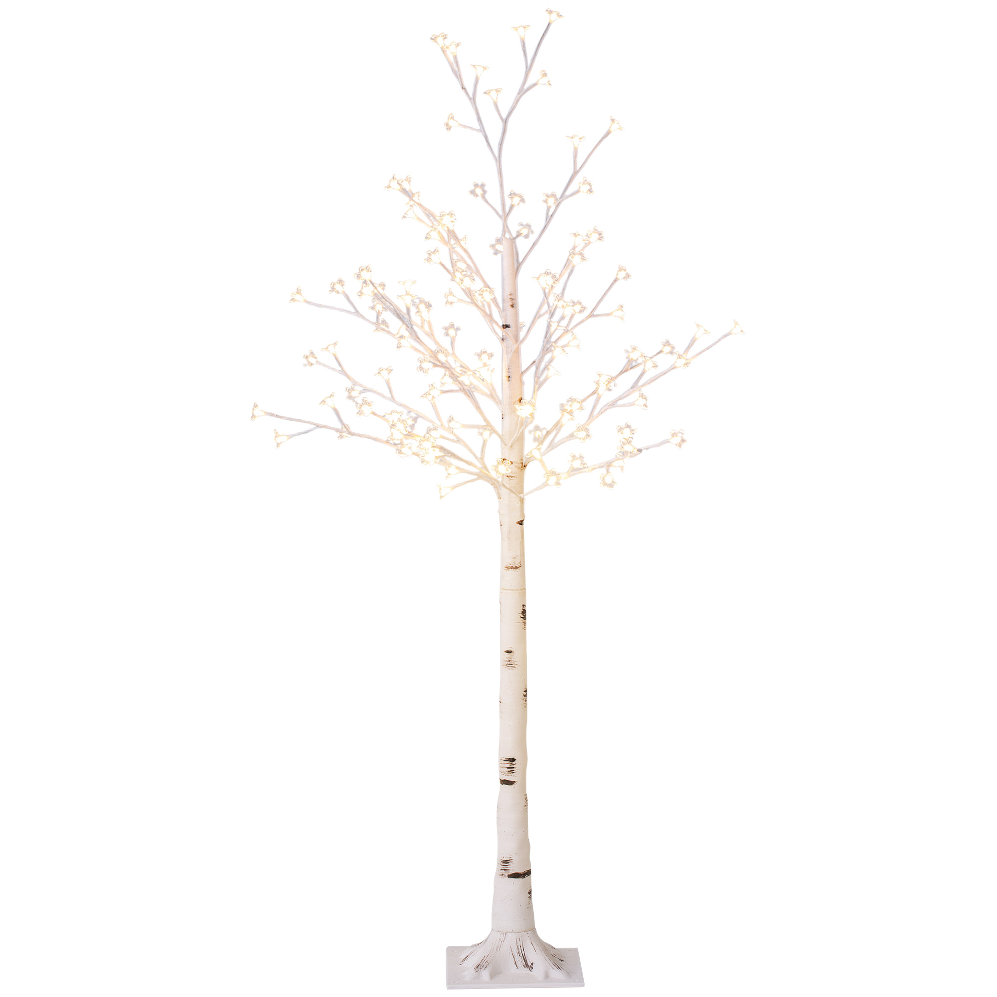 Kunstbaum, Kunst Kirschblütenbaum, mit 120 LEDs, 3 Helligkeitsstufen, warmweiß, realistische Rinde, 21 x 21 x 150 cm
