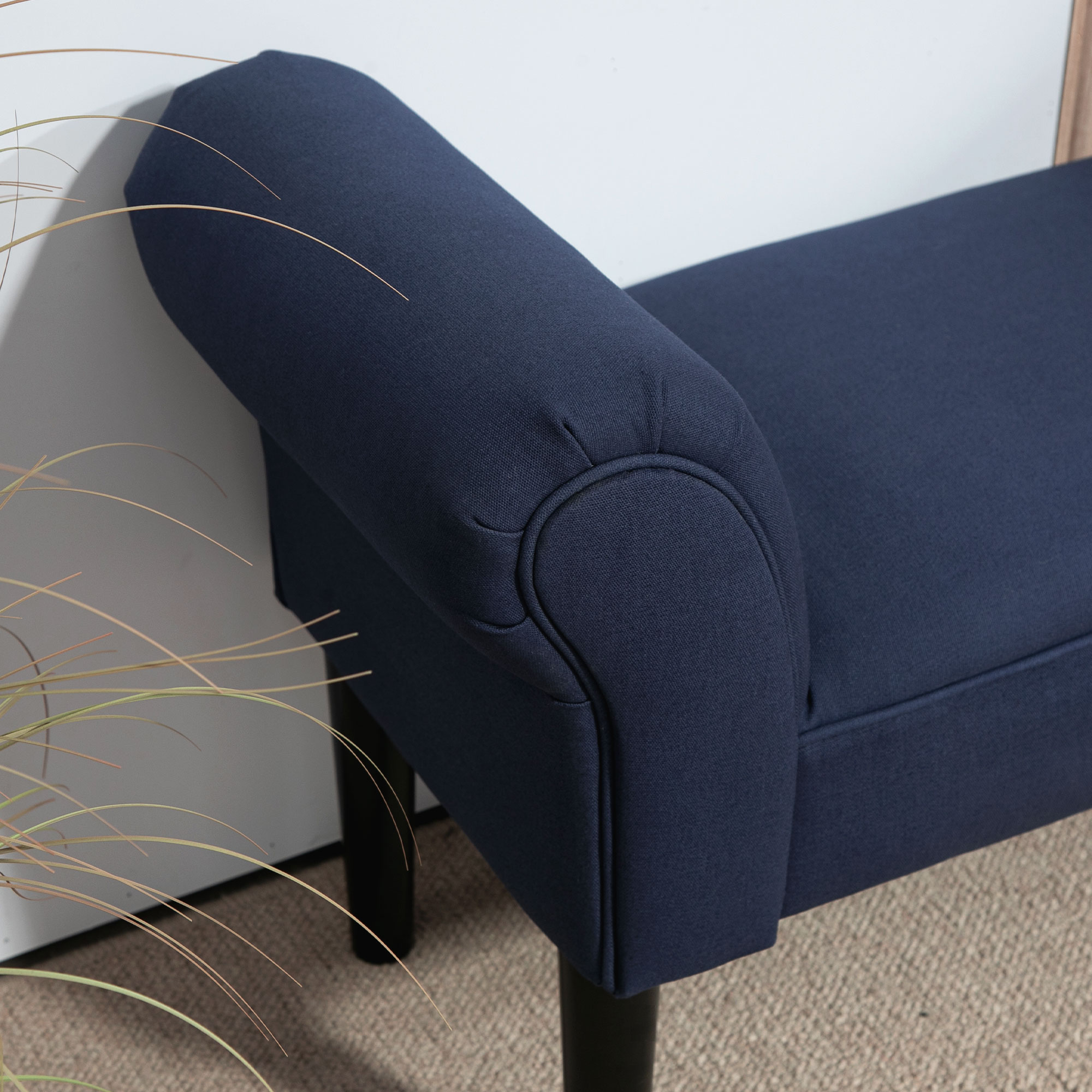 Gepolsterte Sitzbank für Schlafzimmer und Flur, bis 130 kg belastbar, 102 x 36 x 51 cm, Blau
